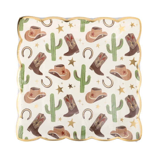 x8 COWBOY SCATTERED ICONS PAPER PLATES - Winterberries