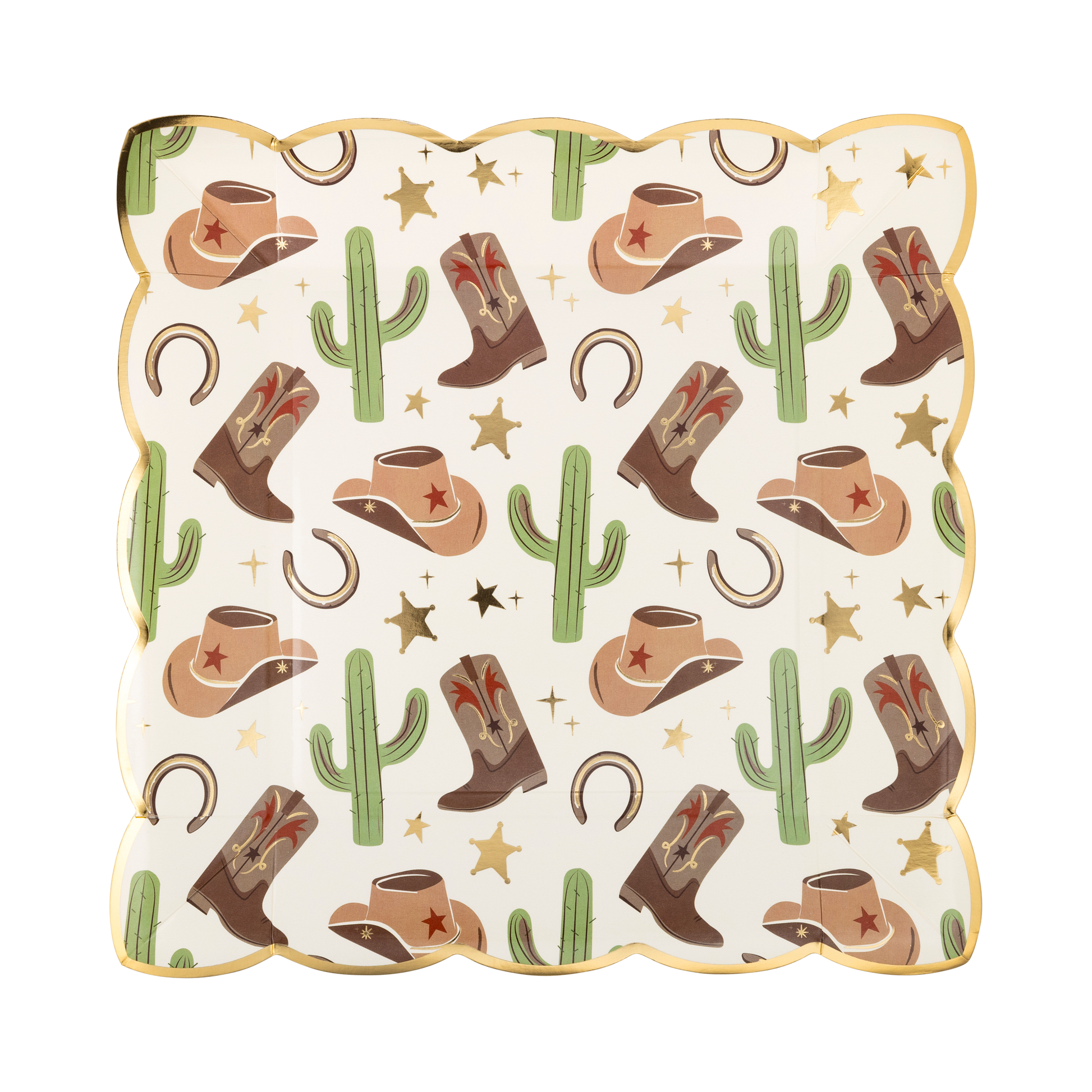 x8 COWBOY SCATTERED ICONS PAPER PLATES - Winterberries