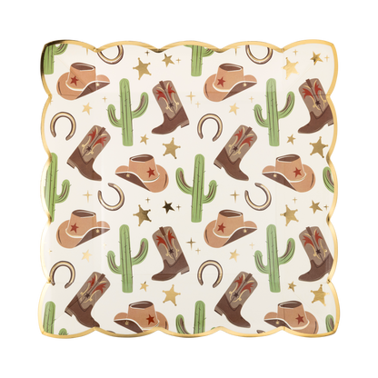 x8 COWBOY SCATTERED ICONS PAPER PLATES - Winterberries
