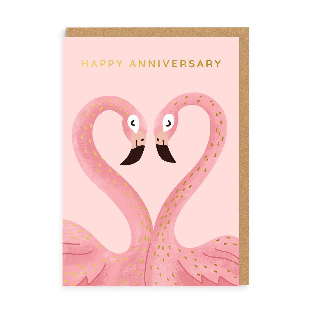Anniversary Flamingos Greeting Card - Winterberries