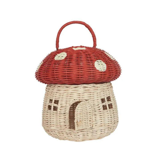 Red Rattan Mushroom Basket - Winterberries