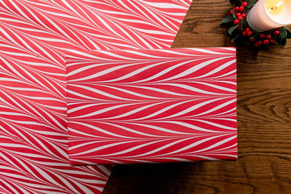 Hand Marbled Wrapping Paper Sheets - Candy Stripes Red - Winterberries