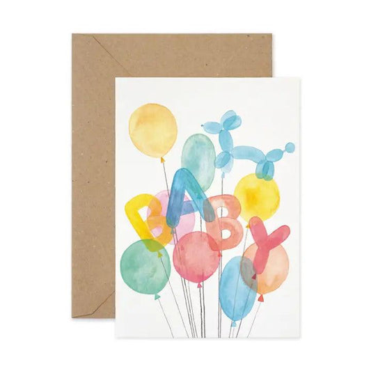 'BABY' BALLOONS CARD - Winterberries