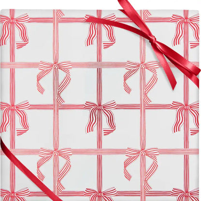 Stripe Bows Christmas Wrapping Paper - Winterberries