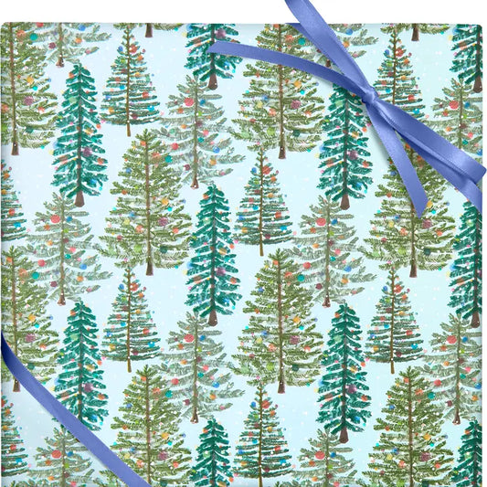 Watercolour Trees Wrapping Paper - Winterberries