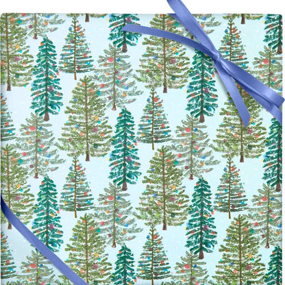Watercolour Trees Wrapping Paper - Winterberries