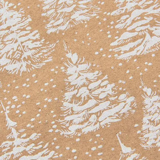 White Glitter Trees Wrapping Paper - Winterberries