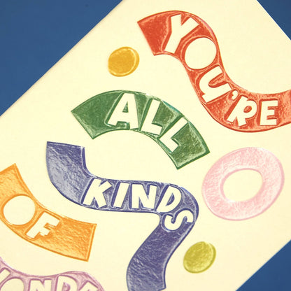 'You're all kinds of wonderful' card - Winterberries