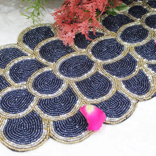 Blue & Gold Table Runner - Winterberries