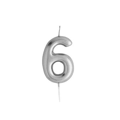 Silver Number '6' Candle - Winterberries