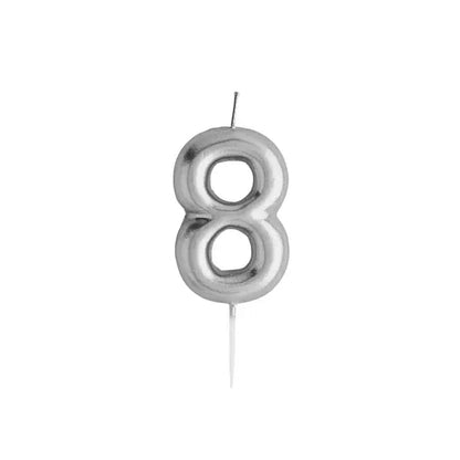 Silver Number '8' Candle - Winterberries