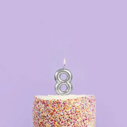Silver Number '8' Candle - Winterberries
