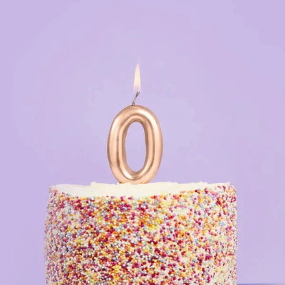 Gold Number '0' Candle - Winterberries