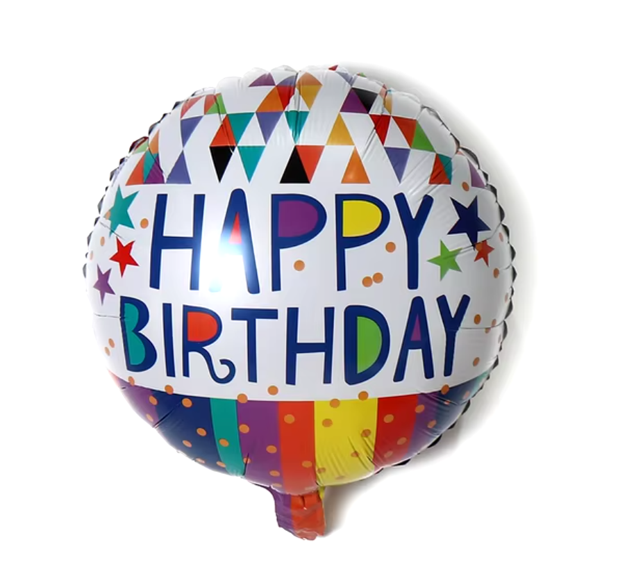 18" 'HAPPY BIRTHDAY' ROUND FOIL DEFLATED BALLOON
