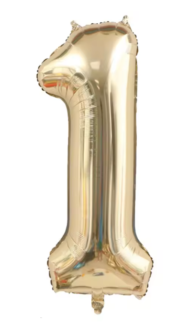 40" CHAMPAGNE GOLD NUMBER '1' DEFLATED FOIL BALLOON - Winterberries